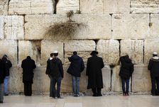 Jews praying at the Western Wall, Jerusalem, Israel, 2013. Creator: LTL