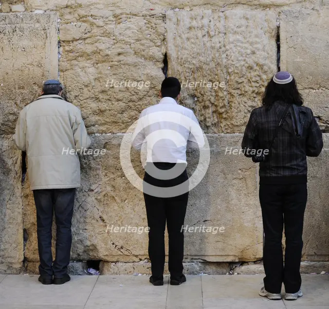Jews praying at the Western Wall, Jerusalem, Israel, 2013. Creator: LTL.