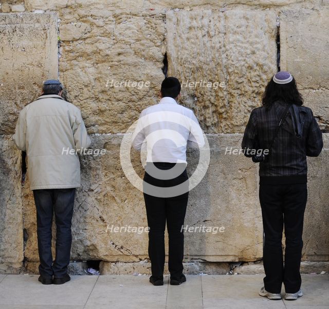 Jews praying at the Western Wall, Jerusalem, Israel, 2013. Creator: LTL.