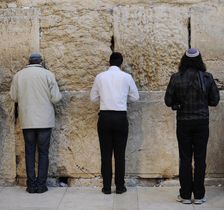 Jews praying at the Western Wall, Jerusalem, Israel, 2013. Creator: LTL