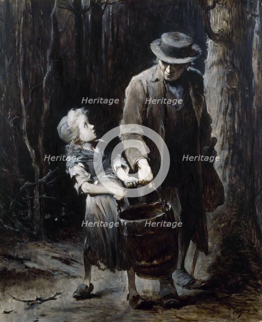 Jean Valjean and Cosette, between 1879 and 1882. Creator: Henry Jules Jean Geoffroy.