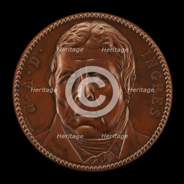 Jean-Auguste-Dominique Ingres, 1780-1867, Artist [obverse], 1867. Creator: Jean Baptiste Eugène Farochon.
