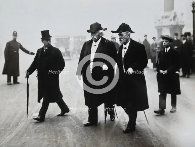 Jean Baptiste Auguste Chauveau and Gabriel Lippmann at the funeral of Joseph Lister, 1912. Creator: Topical Press Agency.