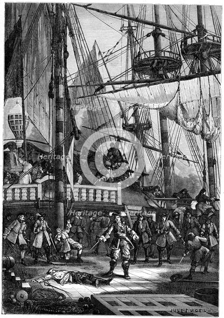 Jean Bart kills the Dutch captain of the 'Neptune', 1898. Artist: Jules-Achille Noel