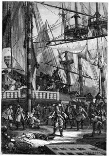 Jean Bart kills the Dutch captain of the Neptune 1898. Artist: Jules-Achille Noel