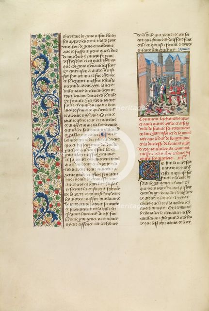 Jean de Bonne Lance Defeating the English, c1380s; Chroniques (Book Three), about 1480-1483. Creator: Unknown.