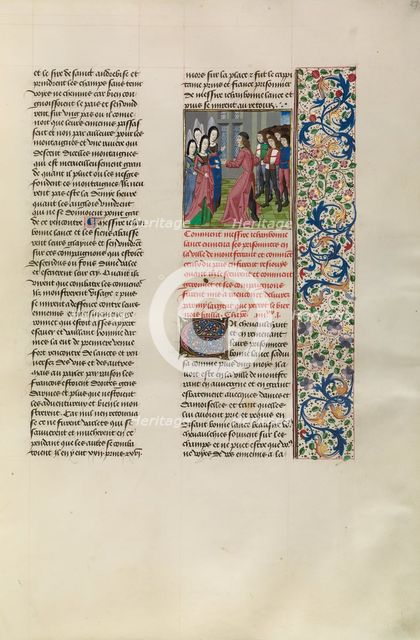 Jean de Bonne Lance Leading the Captured English before the Ladies of Montferrant, c1380s. Creator: Unknown.