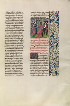 Jean de Bonne Lance Leading the Captured English before the Ladies of Montferrant, c1380s. Creator: Unknown