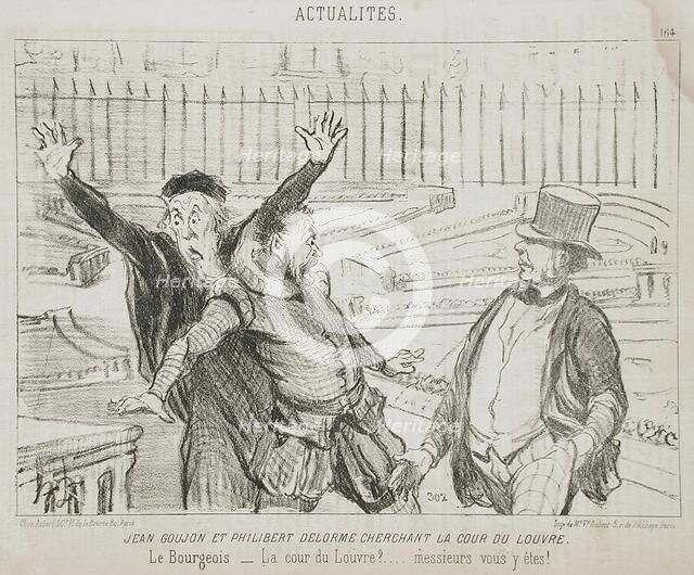 Jean Goujon et Philibert Delorme cherchant la cour du Louvre, 1851. Creator: Honore Daumier.