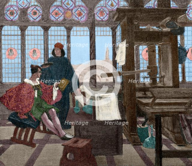 Jean Grolier and Aldus Pius Manutius, 1880.  Creator: Yenetta.