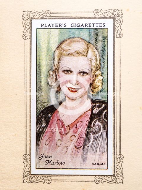 Jean Harlow Collectables Picture of movie stars that came with the Players cigarette packet, 1934.  Creator: Unknown.