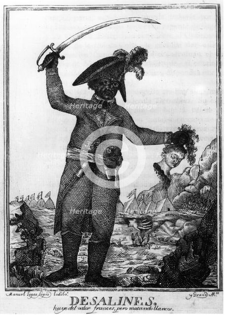 Jean Jacques Dessalines, a leader of the Haitian Revolution, 1806.  Artist: Manuel Lopez