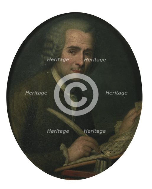 Jean-Jacques Rousseau (1712-1778) writing a sheet music. Artist: Anonymous  