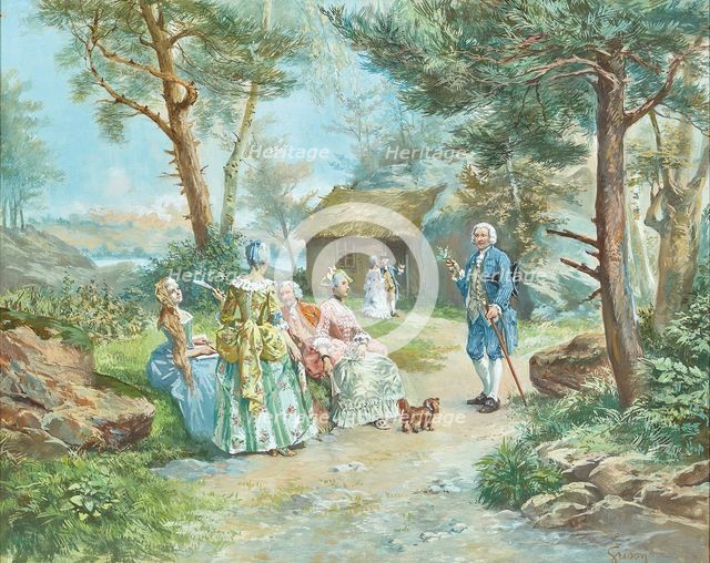 Jean Jacques Rousseau giving a botany lesson in Ermenonville. Creator: Grison, François-Adolphe (1845-1914).