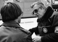 Jean-Marie Balestre speaking to Bernie Ecclestone, c1978-c1991