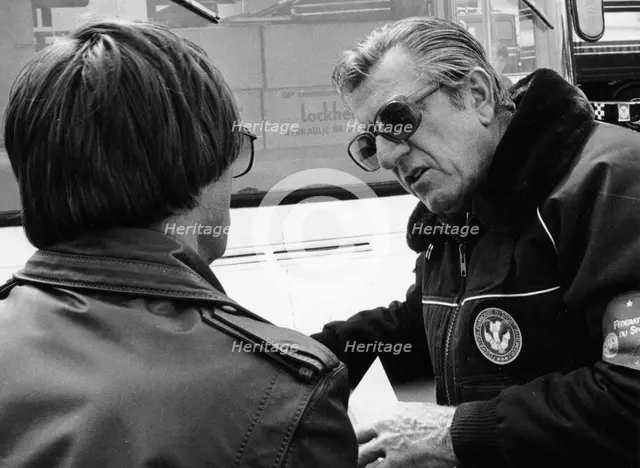 Jean-Marie Balestre speaking to Bernie Ecclestone, c1978-c1991. Artist: Unknown