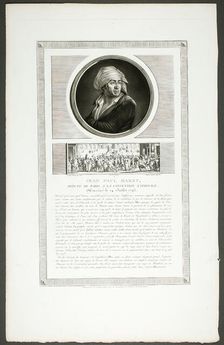 Jean Paul Marat, Paris Deputy to the National Convention, from Tableaux historiques d..., 1798–1804. Creator: Charles Francois Gabriel Levachez