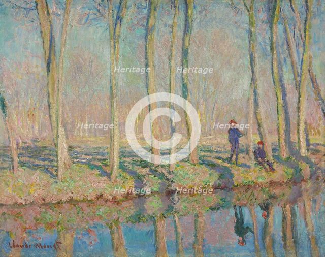 Jean-Pierre Hoschedé and Michel Monet on the Bank of the Epte, c1887-1890. Creator: Monet, Claude (1840-1926).