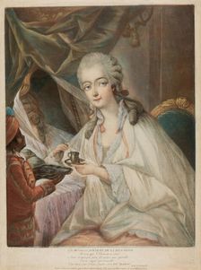 Jeanne Bécu, Comtesse Du Barry, and her servant Zamor, 1771. Creator: Jean-Baptiste André Gautier d'Agoty
