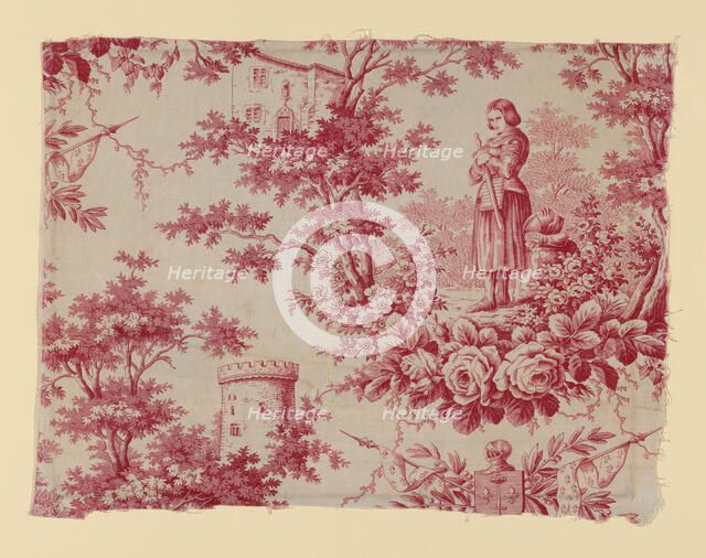 Jeanne d'Arc (Joan of Arc), (Furnishing Fabric), France, c. 1840. Creator: Unknown.