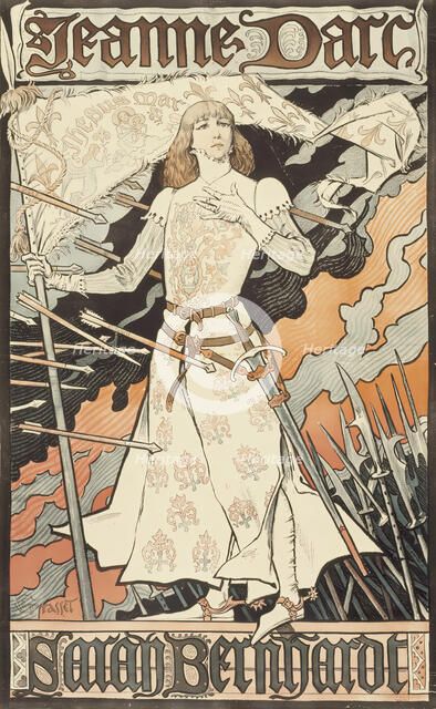 Jeanne d'Arc-Sarah Bernhardt, between 1889 and 1894. Creator: Eugene Samuel Grasset.