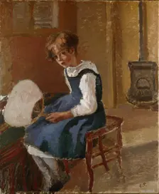 Jeanne holding a Fan, c1873. Artist: Camille Pissarro