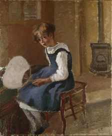 Jeanne holding a Fan, c1873. Artist: Camille Pissarro