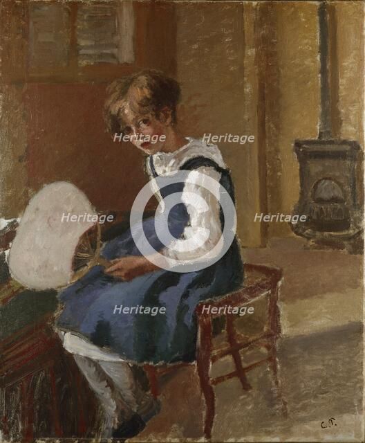 Jeanne holding a Fan, c1873. Artist: Camille Pissarro.
