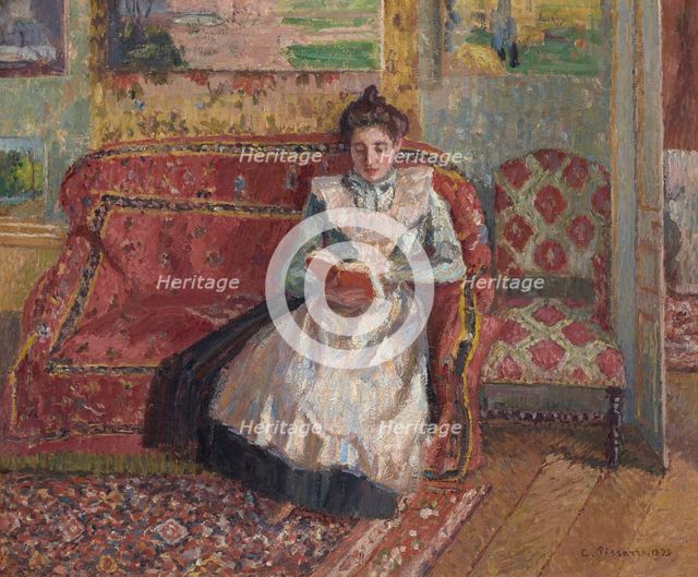 Jeanne Pissarro, dite Cocotte, lisant, 1899. Creator: Pissarro, Camille (1830-1903).