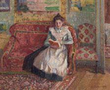 Jeanne Pissarro, dite Cocotte, lisant, 1899. Creator: Pissarro, Camille (1830-1903)