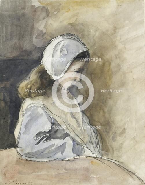 Jeanne-Rachel Pissarro seated at a table, c1872. Artist: Camille Pissarro.