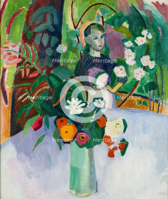 Jeanne with Flowers. Creator: Dufy, Raoul (1877-1953).