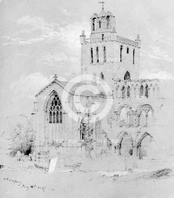 Jedburgh Abbey (from Cropsey Album), 1847. Creator: Jasper Francis Cropsey.