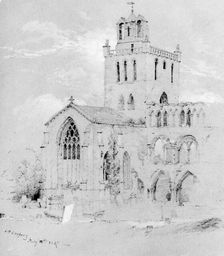 Jedburgh Abbey (from Cropsey Album), 1847. Creator: Jasper Francis Cropsey