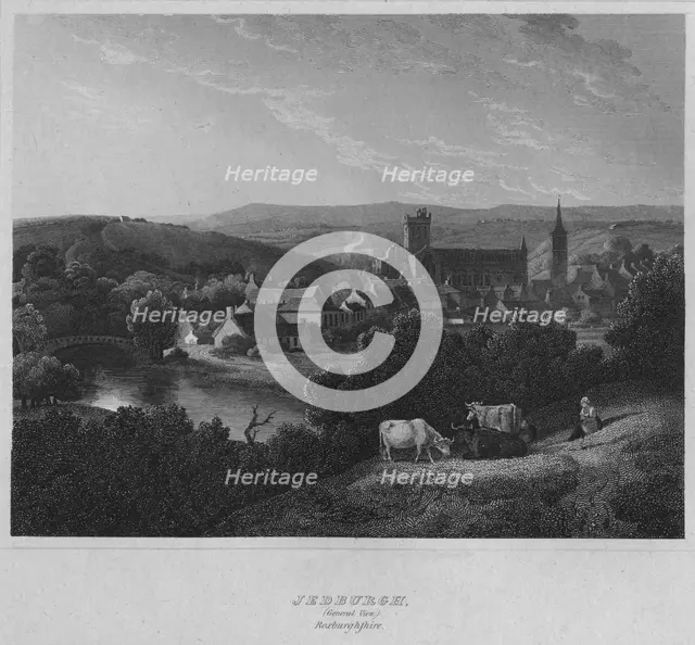 'Jedburgh, (General View.) Roxburghshire', 1814. Artist: John Greig.