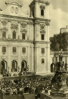 "Jedermann" performed in front of Salzburg Cathedral, Salzburg, Austria, c1935. Creator: Unknown