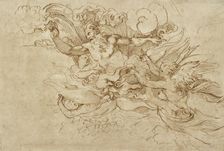 Jehovah in a flaming Cloud, attended by Angels, 16th century. Artist: Baldassare Peruzzi