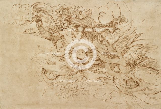Jehovah in a flaming Cloud, attended by Angels, 16th century. Artist: Baldassare Peruzzi.