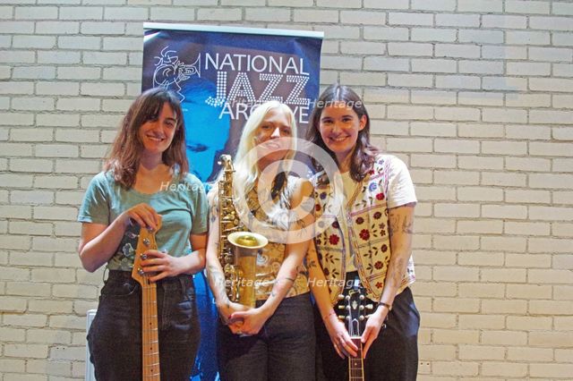 Jemima Whyte, Maddy Salter and Myra Brownbridge, NJA Fundraiser, Baptist Church, Loughton, 2025. Creator: Brian O'Connor.