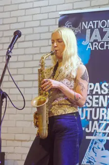 Jemima Whyte, International Women’s Day, NJA Fundraiser, Baptist Church, Loughton, Essex, 2025. Creator: Brian O'Connor