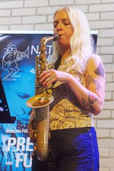 Jemima Whyte, International Women’s Day, NJA Fundraiser, Baptist Church, Loughton, Essex, 2025. Creator: Brian O'Connor