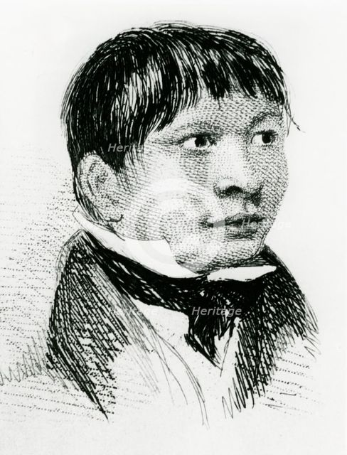Jemmy Button, the Fuegian 'adopted' by the Fitzroy expedition, as he appeared in 1833 (1839). Creator: Unknown.