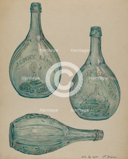 Jenny Lind Bottle, c. 1935. Creator: Paul Ward.
