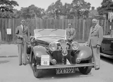 Jensen open 4-seater of Ken Crawford at the South Wales Auto Club Welsh Rally, 1937 Artist: Bill Brunell
