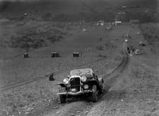 Jensen V8 competing in the London Motor Club Coventry Cup Trial, Knatts Hill, Kent, 1938. Artist: Bill Brunell