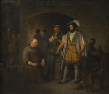 Jens Holgersen Ulfstand cures the abbot of Bækkeskov of his obesity by forcing him to work..., 1845. Creator: Peter Raadsig