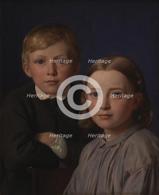Jens Simmelkær Asmussen and Katrine Asmussen as children, 1867. Creator: Constantin Hansen.