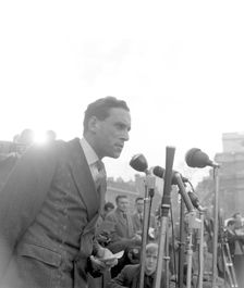 Jeremy Thorpe, Liberal MP, at a Boycott South African Goods Rally, London, 28 Feb 1960. Creator: Henry Grant