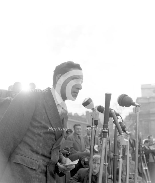 Jeremy Thorpe, Liberal MP, at a Boycott South African Goods Rally, London, 28 Feb 1960. Creator: Henry Grant.