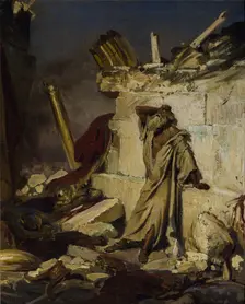 Jeremiah lamenting the Destruction of Jerusalem, 1870. Artist: Repin, Ilya Yefimovich (1844-1930)